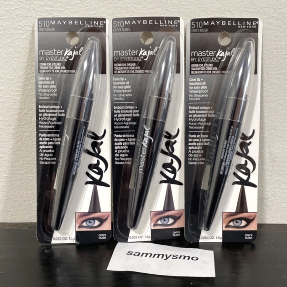 Maybelline Eye Studio Master Kajal Cream Kohl Eyeliner #510 ONYX RUSH x3